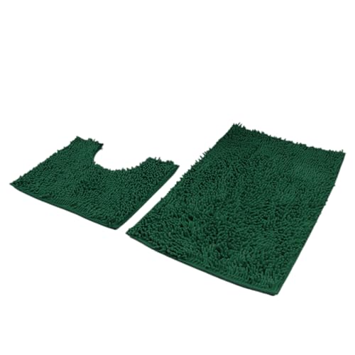 JUNNASALIKER Set Von 2 Badezimmer Teppiche Chenilles Badmatten Nonslip Toilettenmatten Super Absorbierende Ushapierte Fußpolster Teppichen Maschine Waschung von JUNNASALIKER