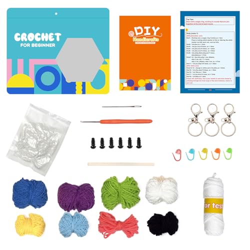 Komplette Häkelkits Häkelfrogeulen Penguins Kits Mit Garnhäkchen Haken Nadel Strickmarker Plastikaugen von JUNNASALIKER