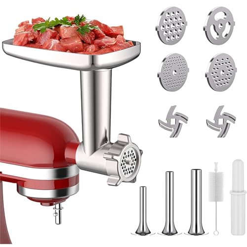 Komplettes Fleischwolf Set Füllrohr Wechselplatten Fleischwolf Aufsatz Metall für Standmixer Komplettes Fleischwolf Set Füllrohr Wechselplatten Fleischwolf Aufsatz Metall für Standmixer von JUNNASALIKER