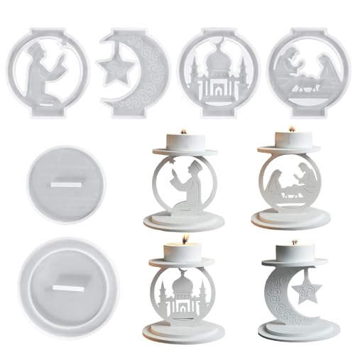 Nahe Osten Kerzenstangenformform Sternmondkerzenhalter Silikonform Epoxidharz Formen 3D Ornament Formen von JUNNASALIKER