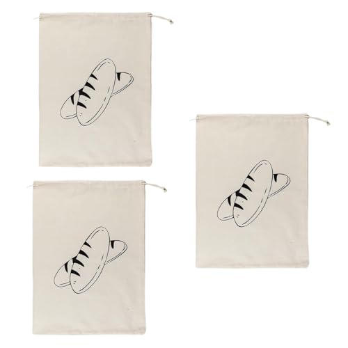 Packung Mit 3 Wiederverwendbaren Leinenbrotbeuteln Ungebleichte Taschen Mit Kordelkordel Für Brot Obst Und Lagerung von JUNNASALIKER