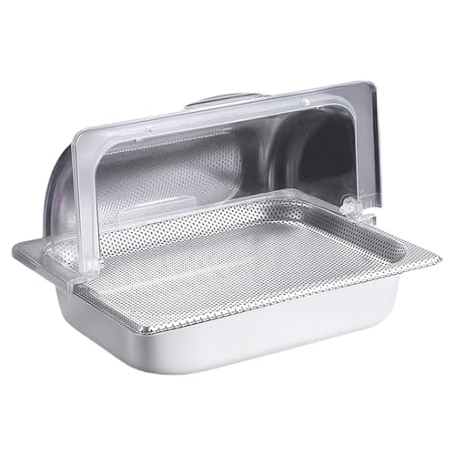 Praktische Edelstahl Arbeitsplatten Lebensmittel Servierschale Clear Roll Top Deckel Display Für Buffets Catering Verwendung von JUNNASALIKER