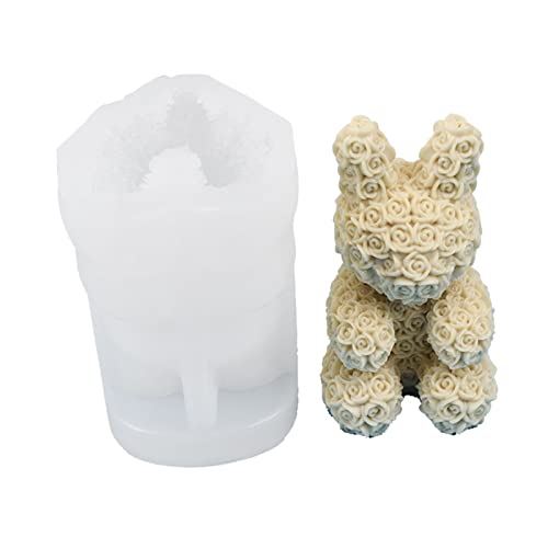 Rosen Kaninchen Einhornbär Silikonform Epoxidharzform Tisch Ornament Form Kerzenpflaster Machen Sie Werkzeug Einfach Zu Reinigen von JUNNASALIKER