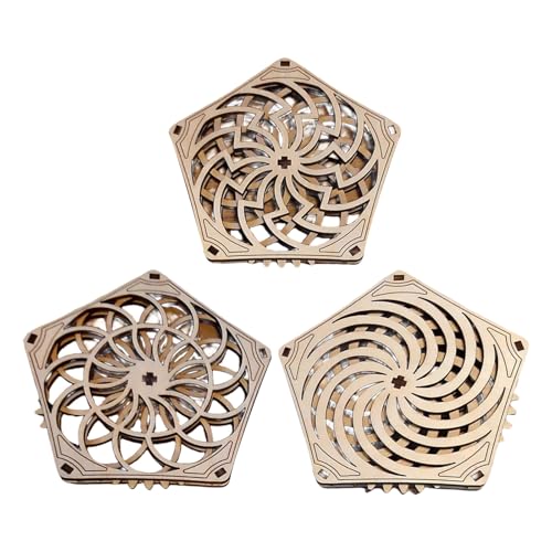 Set Von 3 Hölzernen Getränken Untersetzer Hitzebeständiger Holz Esstisch Placemat Tabletop Protector Für Bürodekoration von JUNNASALIKER
