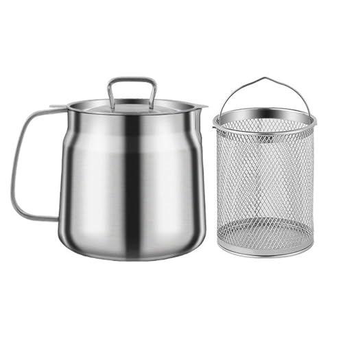 Tragbare 2 In 1 Ölsiebstöpfe Für Küchen Und Edelstahl Stahl Spitainer Fritteusen Mit Korb von JUNNASALIKER