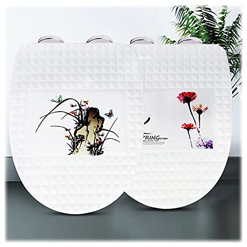 Toilettendeckel, Weißer Toilettensitz mit Absenkautomatik und Quick-Release Funktion,Hochleistungs-WC-Sitz mit 360°Verstellbaren Edelstahlscharnieren,Klobrille Oval,Leicht zu Reinigen,1Pcs Orchid Toilettendeckel, Weißer Toilettensitz mit Absenkautomatik und Quick-Release Funktion,Hochleistungs-WC-Sitz mit 360°Verstellbaren Edelstahlscharnieren,Klobrille Oval,Leicht zu Reinigen,1Pcs Orchid von JUNNIU