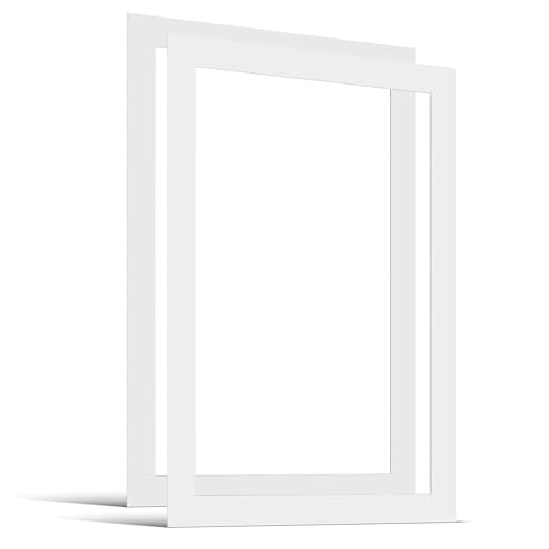 JUNOMI® 2X Passepartout 50x70 cm Außenmaß – für Bildformat DIN A2 (42x59,4 cm) – 1,5 mm Dicke – Farbe Reinweiß von JUNOMI