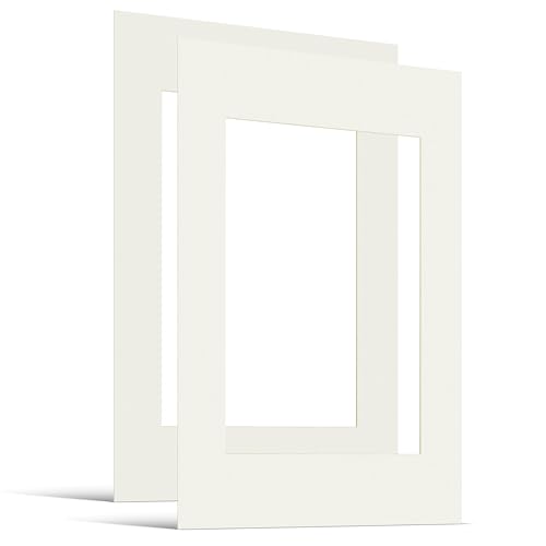 JUNOMI® 2 x Passepartout DIN A2 cm für DIN A3 Cremeweiß | 1,5 mm Dicke | Außenmaße 42x59,4 cm für Bildformat 29,7x42 cm | Cremeweiß von JUNOMI