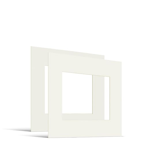 JUNOMI® 2X Passepartout 30x30 cm Außenmaß – für Bildformat 20x20 cm – 1,5 mm Dicke – Farbe Cremeweiß von JUNOMI