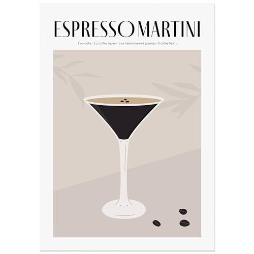 JUNOMI® Espresso Martini Poster 50x70 cm, Cocktail, Longdrink, Bar, Getränke, Cocktail Set | Ohne Rahmen von JUNOMI