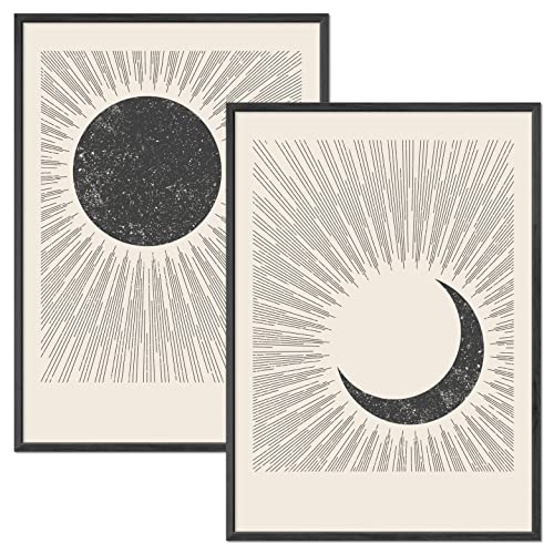 JUNOMI® Sonne und Mond Poster DIN A2, Boho Deko, Minimalistisch, Yoga Zubehör, perfekte Yoga Geschenkidee | ohne Rahmen von JUNOMI