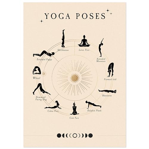 JUNOMI® Yoga Poster 50x70 cm | Yoga Zubehör für Studios und Übungen Zuhause, Boho Deko, Yoga Deko, Yoga Übungen, Meditation | ohne Rahmen von JUNOMI