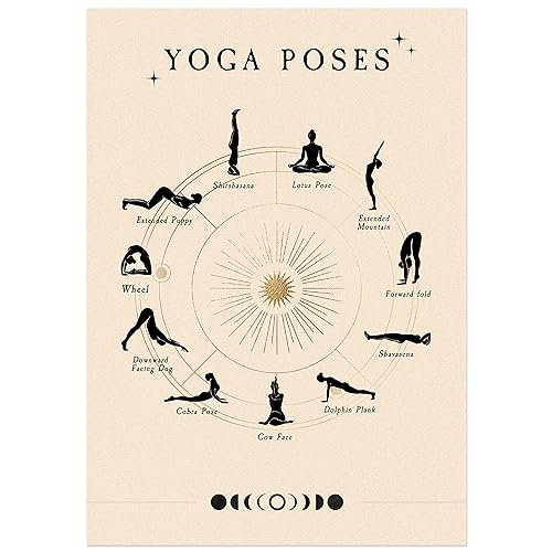 JUNOMI® Yoga Poster DIN A2 | Yoga Zubehör für Studios und Übungen Zuhause, Boho Deko, Yoga Deko, Yoga Übungen, Meditation | Ohne Rahmen von JUNOMI