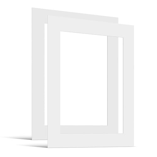 JUNOMI® 2X Passepartout 40x50 cm Außenmaß – für Bildformat 30x40 cm – 1,5 mm Dicke – Farbe Reinweiß von JUNOMI