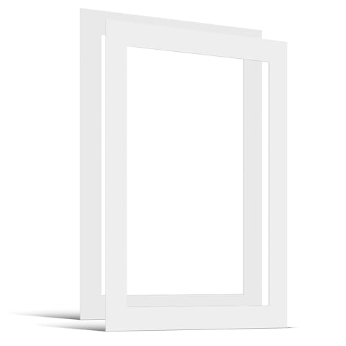 JUNOMI® 2X Passepartout 50x70 cm Außenmaß – für Bildformat 40x60 cm – 1,5 mm Dicke – Farbe Reinweiß von JUNOMI