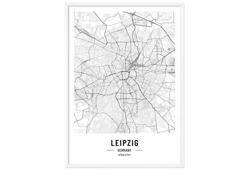 JUNOMI Poster Leipzig Stadtposter, elegantes Wohnzimmer Bild von JUNOMI