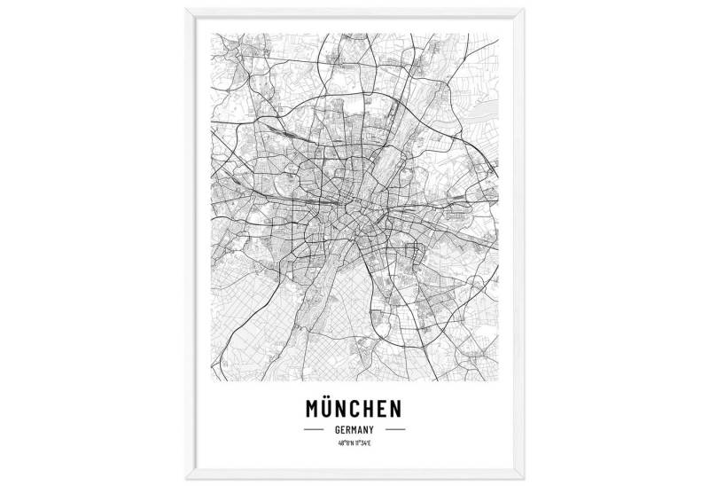 JUNOMI Poster München Stadtposter, elegantes Wohnzimmer Bild von JUNOMI