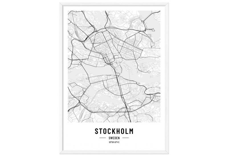JUNOMI Poster Stockholm Stadtposter, elegantes Wohnzimmer Bild von JUNOMI