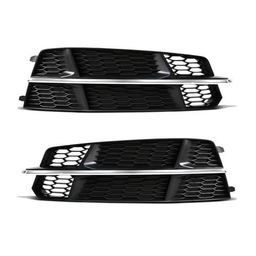 JUNOOS Frontstoßstangen-Lichtabdeckung Für A6 C7 A6L Für S-Line 2015–2018 Nebelscheinwerfer-Wabengrill Sechskant-Grill 4G0807681AN(Sliver Pair) von JUNOOS