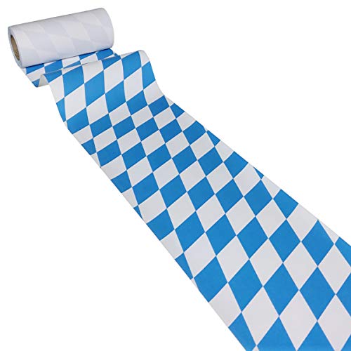 JUNOPAX 50m x 0,20m Papiertischband Raute weiß-blau von JUNOPAX