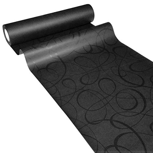 JUNOPAX 50m x 0,40m Papier Tischläufer Loop schwarz von JUNOPAX