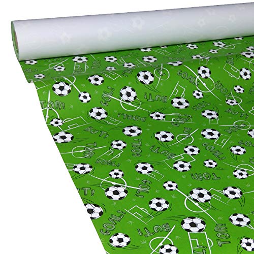 JUNOPAX 47930571 Papiertischdecke 50m x 0,75m Fußball Soccer Football nass- und wischfest von JUNOPAX