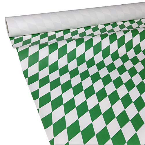 JUNOPAX 50m x 0,75m Papiertischdecke Raute grün-weiß von JUNOPAX