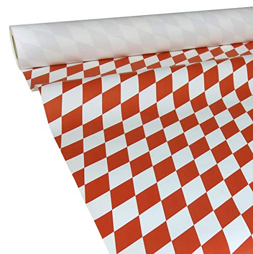 JUNOPAX 50m x 1,00m Papiertischdecke Raute rot-weiß von JUNOPAX
