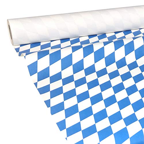 JUNOPAX 38315214 Papiertischdecke 50m x 1,00m Bayrische Raute blau weiß Bavaria Oktoberfest nass- und wischfest von JUNOPAX