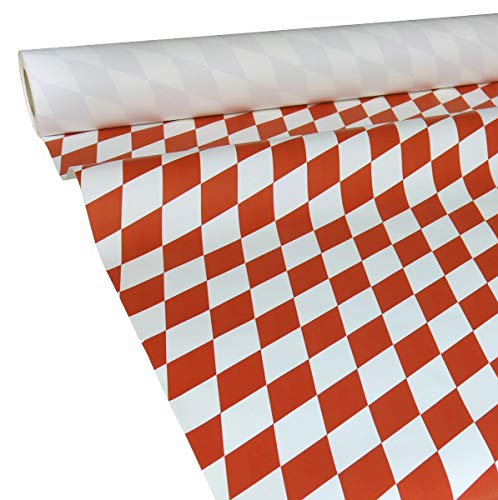 JUNOPAX 38317910 Papiertischdecke 50m x 1,15m Raute rot-weiß nass- und wischfest von JUNOPAX