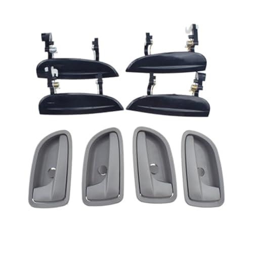 JUNPIY Auto Außen-/Innentürgriff 82610FD000 82620FD000, for Kia, for Rio 1.6L 82660FD010 82650FD010 83660FD010 83650FD010 2003-2005(BLACK 8pcs Outer Inner Gray) von JUNPIY