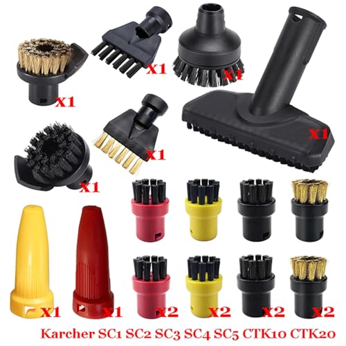 JUNPIY Dampf Staubsauger Maschine SC1 SC2 SC3 SC4 SC5 SC7 CTK10 CTK20 Teile Pinsel Kopf Leistungsstarke Düse Zubehör Dampfreiniger-Zubehör(Set-22) von JUNPIY