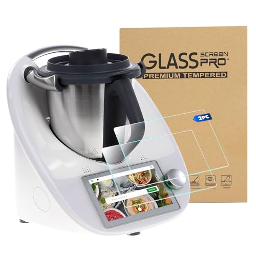 Schutzfolie Kompatibel für Vorwerk Thermomix TM6, mit Vorwerk Thermomix TM6 Thermomix Zubehör, 2 Stück Hartglas Glas Panzerfolie, Klar Touchfunktion Schutzfolie Hybrid-Folie, Langlebig Kratzfest von JUNUNDJING