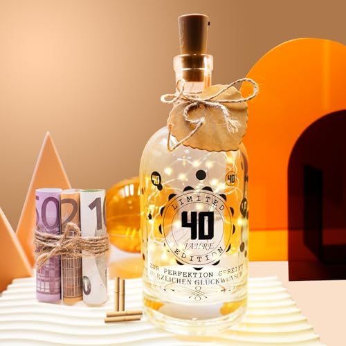 Geschenke zum 40 Geburtstag Frau Mann, 40. Geburtstag Frau Mann, Geschenk 40 Geburtstag Frau Mann, Geschenke Für Frauen Mann ab 40, 40.Ter Geburtstag Deko 40 Geburtstag Mann Frau, LED Flaschenlicht von JUNUNDJING