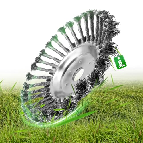Unkrautbürste Freischneider, Drahtbürste Freischneider, Wildkrautbürste für Motorsense mit 25,4mm, Unkrautbürste für Rasentrimmer Freischneider Zubehör, mit 4 Stück Unkrautbürsten Zubehör, 6 Zoll von JUNUNDJING