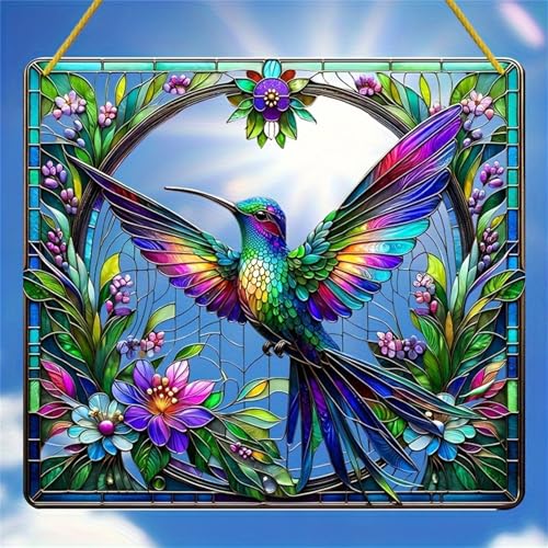 JUNWALL Kolibri-Acryl-Fensterbehang, Blumen, grüne Blätter, gebeiztes Acryl, Fensterdekoration, hängende Ornamente, Innen- und Außenbereich, Garten, gebeizte Kunst, Panel, Geschenk für Frauen, JUNWALL Kolibri-Acryl-Fensterbehang, Blumen, grüne Blätter, gebeiztes Acryl, Fensterdekoration, hängende Ornamente, Innen- und Außenbereich, Garten, gebeizte Kunst, Panel, Geschenk für Frauen, von JUNWALL