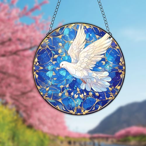 JUNWALL Tauben-Acryl-Fensterbehang, weißer Vogel, gebeiztes Acryl, Fensterdekoration, hängende Ornamente, für drinnen und draußen, Garten, gebeizte Kunst, Panel, Geschenk für Frauen, Weihnachten, JUNWALL Tauben-Acryl-Fensterbehang, weißer Vogel, gebeiztes Acryl, Fensterdekoration, hängende Ornamente, für drinnen und draußen, Garten, gebeizte Kunst, Panel, Geschenk für Frauen, Weihnachten, von JUNWALL