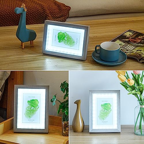 JUNWEN Picture Frame 20x15x3 CM Grau Holzrahmen Deep Frame with Weiß Light and Plexiglass for Objects up to Wedding,Bilderrahmen Hochzeit,Gift,Geldgeschenk Bilderrahmen,Birthday,Bilderrahmen Hochzeit von JUNWEN