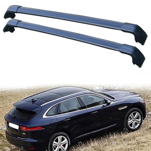 Dachgepäckträger Dachträger für Jaguar F Pace 2016 2017-2021 -Aluminium (2 Stücke) Integrierte Dachreling Tragkraft 75 Kg Vormontiert Inklusive Schloss,P von JUNYEW