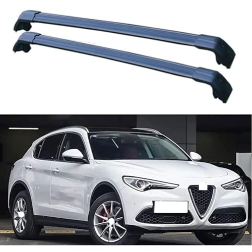 JUNYEW 2 Stück Aluminium Dachträger Relingträger für AlFA Romeo Stelvio SUV 2017-2021,Dachgepäckträger-Alu Relingträger,für Fahrradträger,Dachboxen Oder Als Skihalter,A von JUNYEW