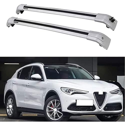 JUNYEW 2 Stück Aluminium Dachträger Relingträger für AlFA Romeo Stelvio SUV 2017-2021,Dachgepäckträger-Alu Relingträger,für Fahrradträger,Dachboxen Oder Als Skihalter,B von JUNYEW
