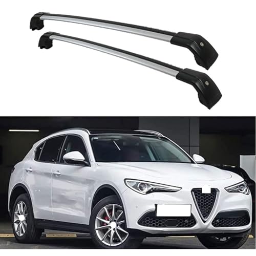 JUNYEW 2 Stück Aluminium Dachträger Relingträger für AlFA Romeo Stelvio SUV 2017-2021,Dachgepäckträger-Alu Relingträger,für Fahrradträger,Dachboxen Oder Als Skihalter,C von JUNYEW