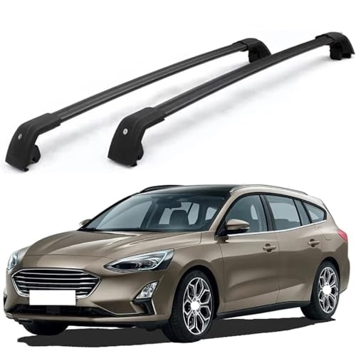 JUNYEW 2 Stück Aluminium Dachträger Relingträger für Ford Focus Estate 2018-2021,Dachgepäckträger-Alu Relingträger,für Fahrradträger,Dachboxen Oder Als Skihalter,A von JUNYEW