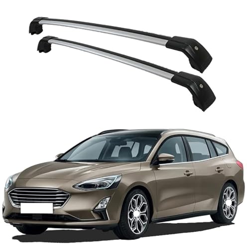 JUNYEW 2 Stück Aluminium Dachträger Relingträger für Ford Focus Estate 2018-2021,Dachgepäckträger-Alu Relingträger,für Fahrradträger,Dachboxen Oder Als Skihalter,C von JUNYEW