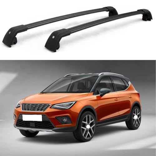 JUNYEW 2 Stück Aluminium Dachträger Relingträger für Seat Arona SUV 2017-2020,Dachgepäckträger-Alu Relingträger,für Fahrradträger,Dachboxen Oder Als Skihalter,A von JUNYEW