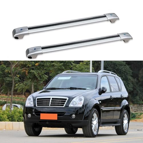 JUNYEW 2 Stück Aluminium Dachträger Relingträger für SsangYong Rexton SUV 2006-2011,Dachgepäckträger-Alu Relingträger,für Fahrradträger,Dachboxen Oder Als Skihalter,B von JUNYEW