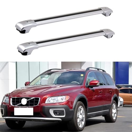 JUNYEW 2 Stück Aluminium Dachträger Relingträger für XC70 II (136) 2007-2022,Dachgepäckträger-Alu Relingträger,für Fahrradträger,Dachboxen Oder Als Skihalter,B von JUNYEW