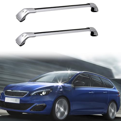 JUNYEW Dachgepäckträger Dachträger Für Peugeot 308 SW 2014 2015 2016-2020 -Aluminium Dachträger Querstangen Gepäckträger (2Stk) Dachträger für Dachrelings Tragkraft 180 Kg,O von JUNYEW
