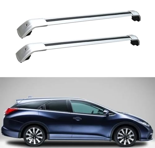 JUNYEW Dachgepäckträger Dachträger für Civic Tourer 2014+ -Aluminium (2 Stücke) Integrierte Dachreling Tragkraft 75 Kg Vormontiert Inklusive Schloss,O von JUNYEW