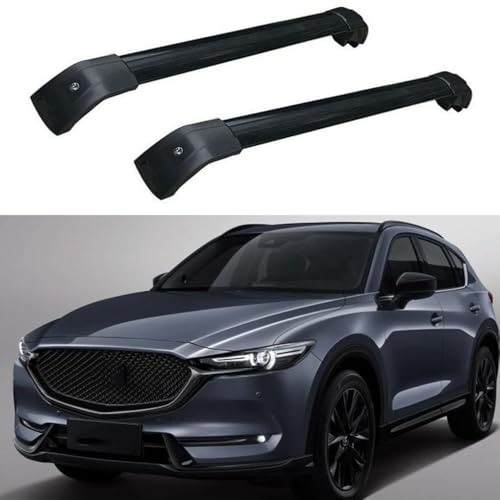JUNYEW Dachgepäckträger Dachträger für Mazda CX-5 CX5 SUV 2017 2018 2019 2020 2021 2022 2023 -Aluminium (2 Stücke) Integrierte Dachreling Tragkraft 75 Kg Vormontiert Inklusive Schloss,P von JUNYEW